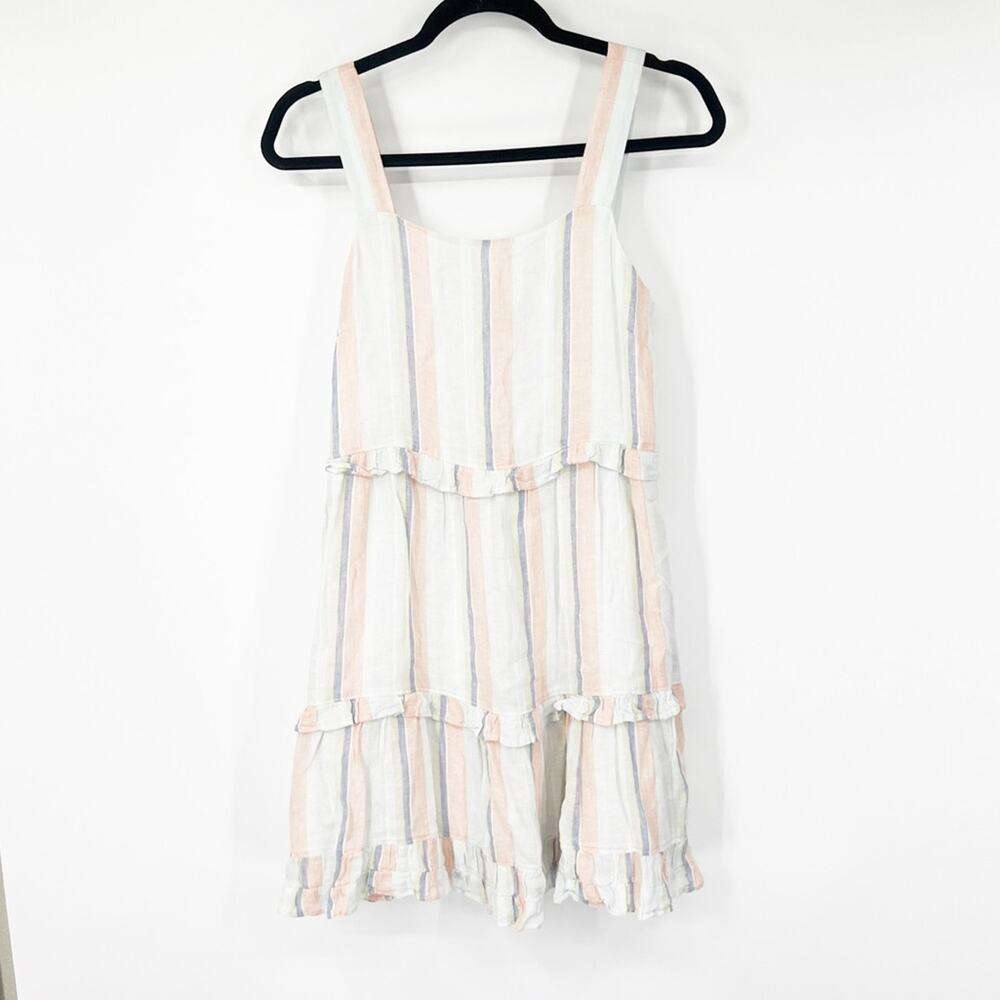 Rails Sandy Biarritx Multi Stripe Dress Linen Blend